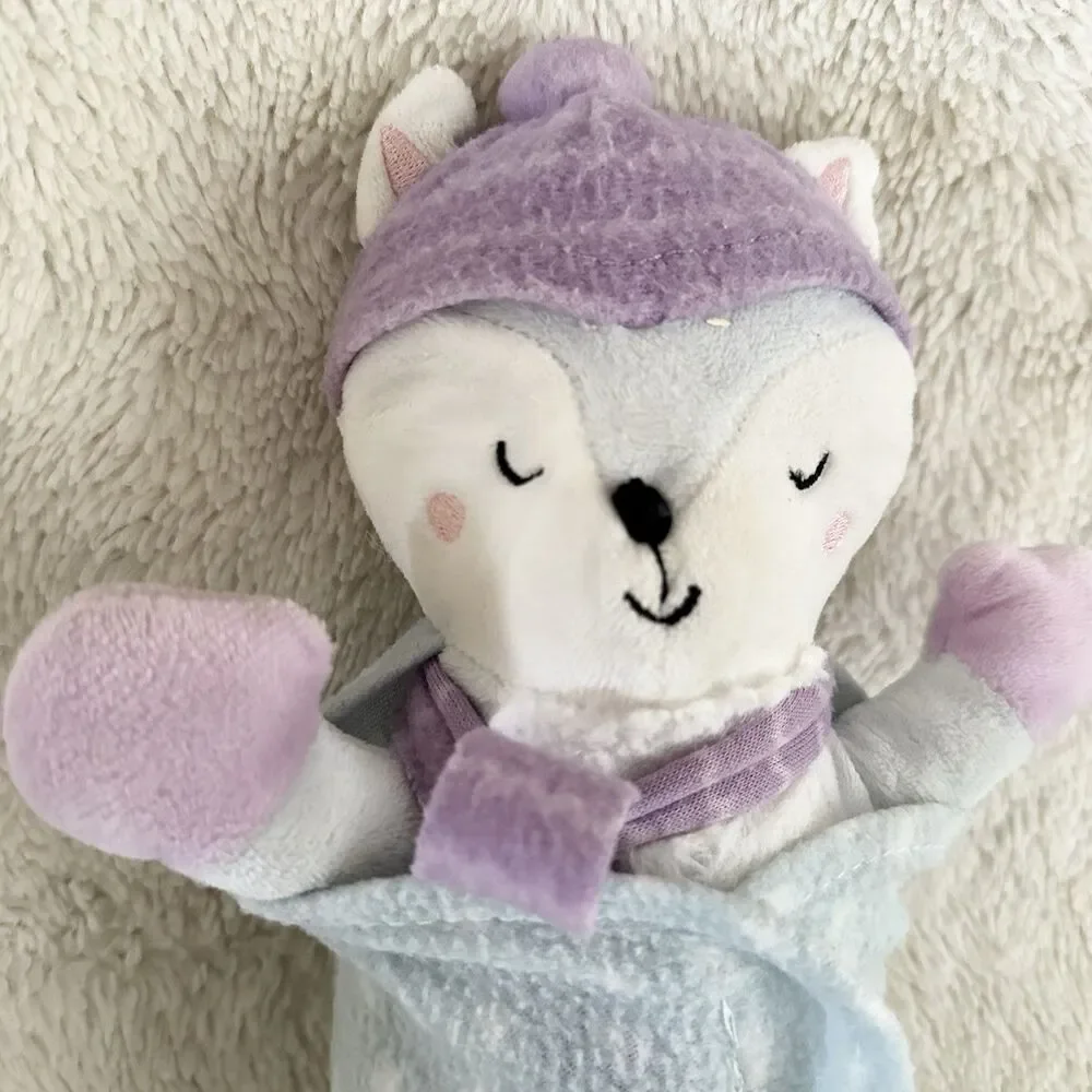 Target Fireside Pals Plush Fox Wolf Blue Blanket Swaddle 10